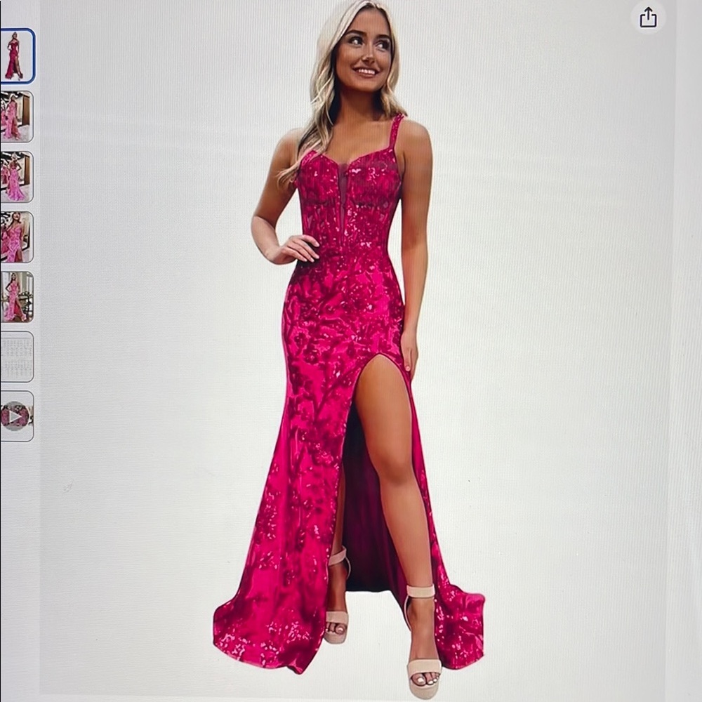 Elegant Fuchsia Evening Gown